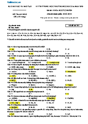 Đề thi Trung học Phổ thông Quốc gia môn Hóa học năm 2020 - Mã đề 001 (Kèm đáp án)